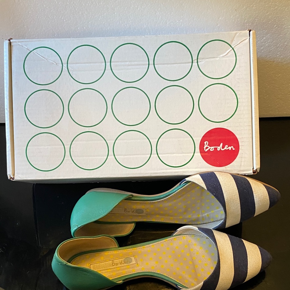 Boden Women's Flats - Green and Navy Stripes